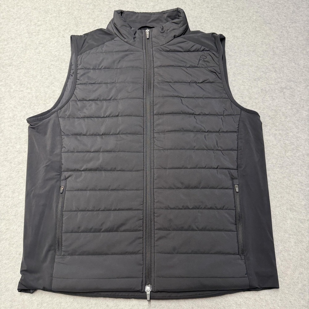 Rhoback Fulton Vest Mens XL Gray Quilted Insulated Puffer Full Zip Golf